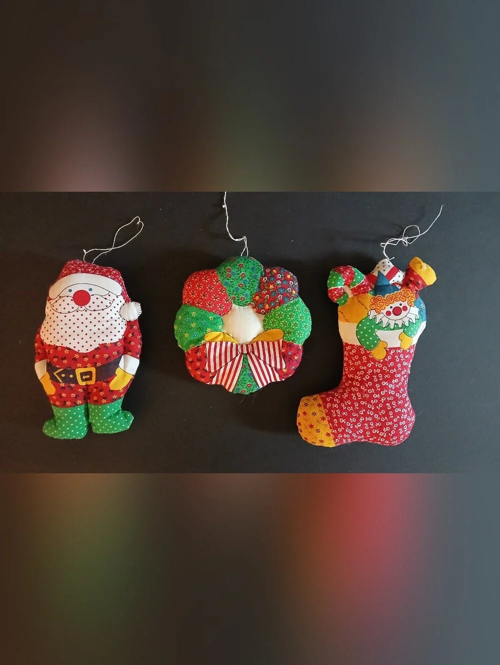 Vintage Handmade Fabric Stuffed Christmas Ornaments (17) Retro, Kitchy, 70s